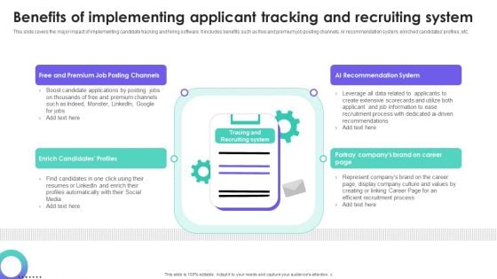 HRMS Execution Plan Benefits Of Implementing Applicant Tracking And Recruiting System Designs PDF