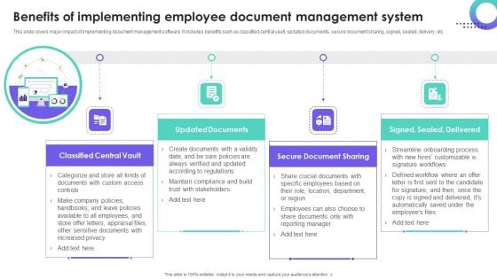 HRMS Execution Plan Benefits Of Implementing Employee Document Management System Information PDF