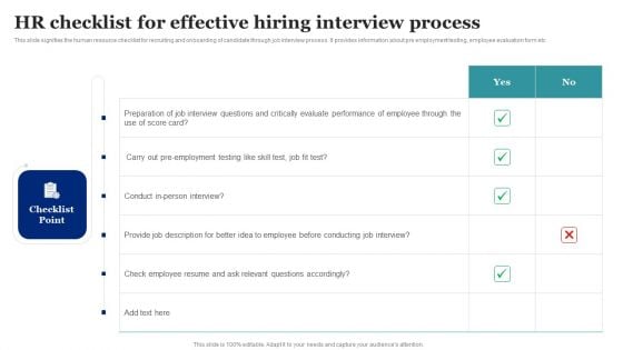 HR Checklist For Effective Hiring Interview Process Introduction PDF