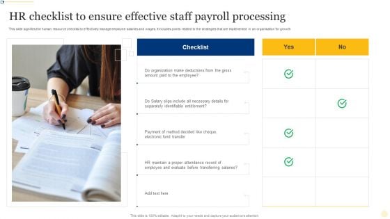 HR Checklist To Ensure Effective Staff Payroll Processing Ppt Model Objects PDF