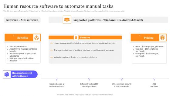 HR Communication Strategy For Workforce Engagement Human Resource Software To Automate Manual Tasks Ideas PDF