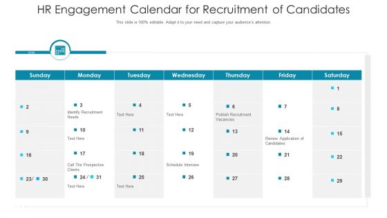 HR Engagement Schedule For Hiring Of Emplooyees Ppt PowerPoint Presentation File Introduction PDF
