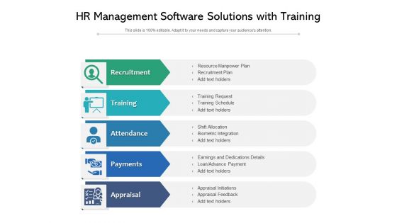 HR Management Software Solutions With Training Ppt PowerPoint Presentation Infographics Pictures PDF