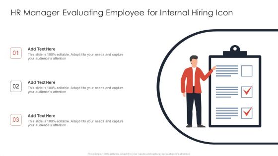 HR Manager Evaluating Employee For Internal Hiring Icon Ppt Ideas Graphics PDF