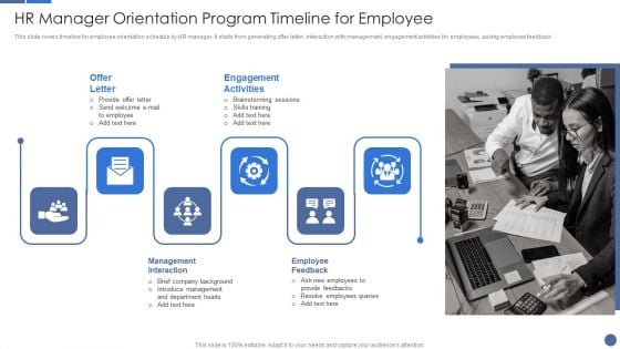 HR Manager Orientation Program Timeline For Employee Brochure PDF HR Manager Orientation Program Timeline For Employee Brochure PDF
