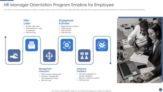 HR Manager Orientation Program Timeline For Employee Brochure PDF