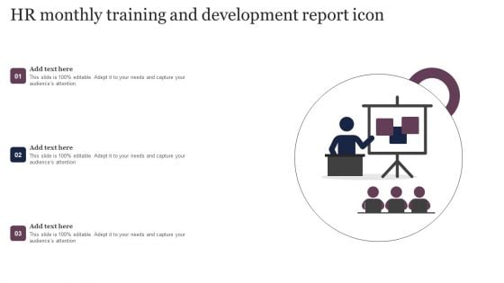 HR Monthly Training And Development Report Icon Structure PDF