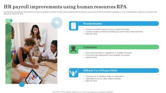 HR Payroll Improvements Using Human Resources RPA Slides PDF