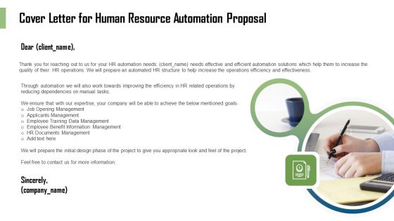 HR Process Automation Cover Letter For Human Resource Automation Proposal Clipart PDF