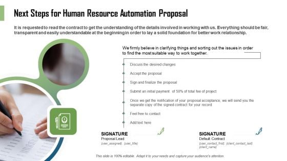 HR Process Automation Next Steps For Human Resource Automation Proposal Graphics PDF