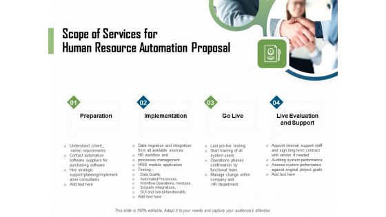 HR Process Automation Scope Of Services For Human Resource Automation Proposal Brochure PDF HR Process Automation Scope Of Services For Human Resource Automation Proposal Brochure PDF