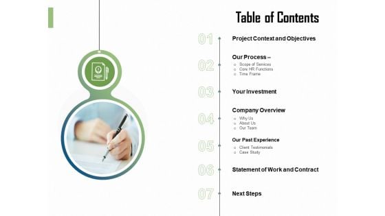 HR Process Automation Table Of Contents Demonstration PDF