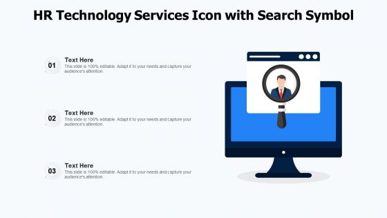 HR Technology Services Icon With Search Symbol Ppt Portfolio Shapes PDF