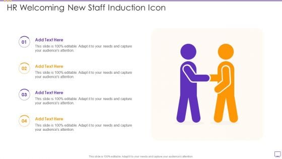 HR Welcoming New Staff Induction Icon Icons PDF