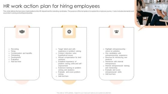 HR Work Action Plan For Hiring Employees Infographics PDF