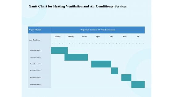 HVAC Gantt Chart For Heating Ventilation And Air Conditioner Services Ppt Visual Aids Example 2015 PDF