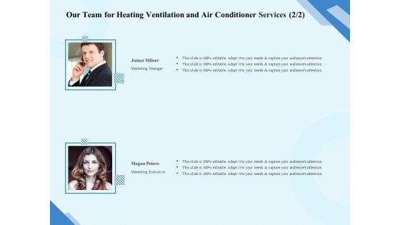 HVAC Our Team For Heating Ventilation And Air Conditioner Services Marketing Diagrams PDF