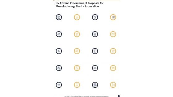 HVAC Unit Procurement Proposal For Manufacturing Plant Icons Slide One Pager Sample Example Document