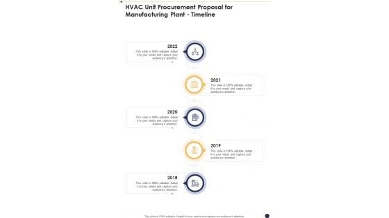 HVAC Unit Procurement Proposal For Manufacturing Plant Timeline One Pager Sample Example Document HVAC Unit Procurement Proposal For Manufacturing Plant Timeline One Pager Sample Example Document