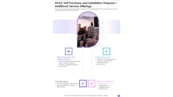 HVAC Unit Purchase And Installation Proposal Additional Service Offerings One Pager Sample Example Document