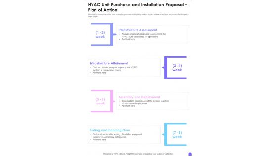 HVAC Unit Purchase And Installation Proposal Plan Of Action One Pager Sample Example Document