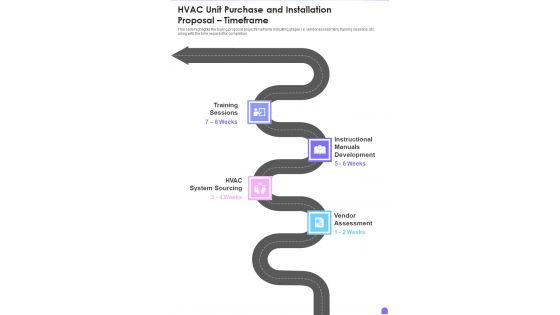 HVAC Unit Purchase And Installation Proposal Timeframe One Pager Sample Example Document