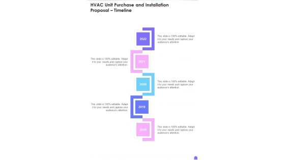 HVAC Unit Purchase And Installation Proposal Timeline One Pager Sample Example Document HVAC Unit Purchase And Installation Proposal Timeline One Pager Sample Example Document
