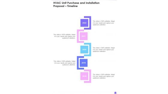 HVAC Unit Purchase And Installation Proposal Timeline One Pager Sample Example Document