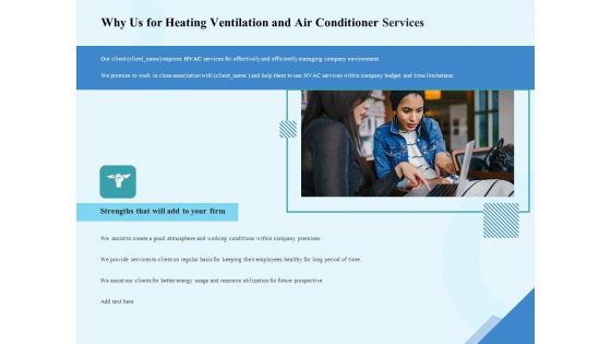 HVAC Why Us For Heating Ventilation And Air Conditioner Services Ppt Outline Slide Portrait PDF