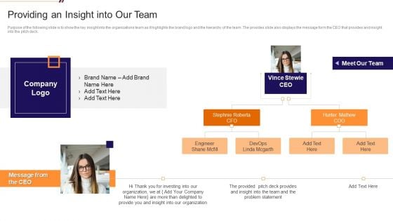 Hackathon Investor Capital Funding Pitch Deck Providing An Insight Into Our Team Mockup PDF