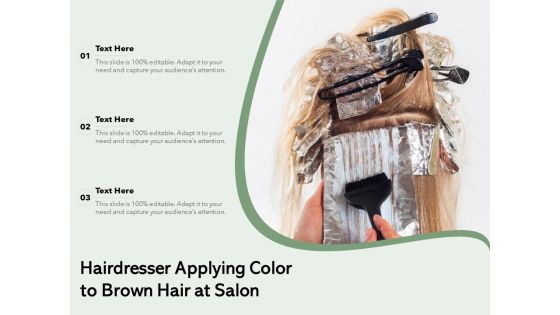 Hairdresser Applying Color To Brown Hair At Salon Ppt PowerPoint Presentation Styles Show PDF