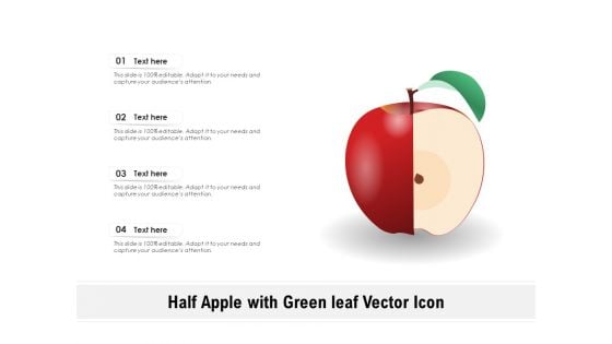 Half Apple With Green Leaf Vector Icon Ppt PowerPoint Presentation File Rules PDF