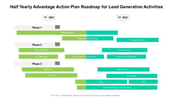 Half Yearly Advantage Action Plan Roadmap For Lead Generation Activities Clipart