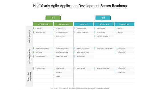 Half Yearly Agile Application Development Scrum Roadmap Brochure