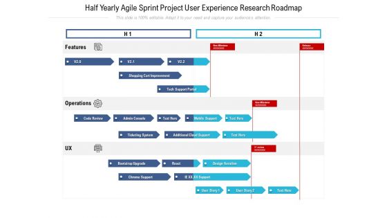 Half Yearly Agile Sprint Project User Experience Research Roadmap Formats