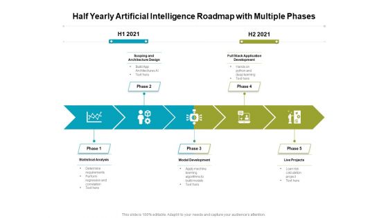 Half Yearly Artificial Intelligence Roadmap With Multiple Phases Icons