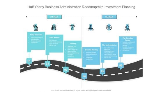 Half Yearly Business Administration Roadmap With Investment Planning Summary