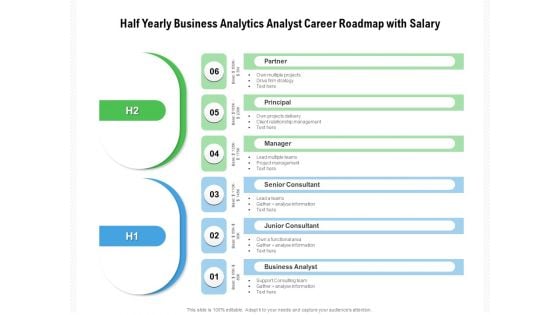 Half Yearly Business Analytics Analyst Career Roadmap With Salary Elements