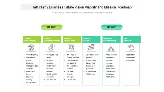 Half Yearly Business Future Vision Viability And Mission Roadmap Introduction