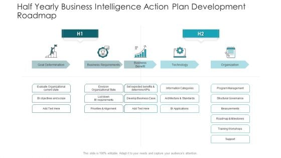 Half Yearly Business Intelligence Action Plan Development Roadmap Information