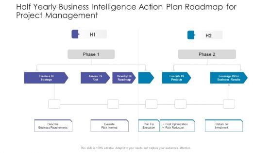 Half Yearly Business Intelligence Action Plan Roadmap For Project Management Inspiration