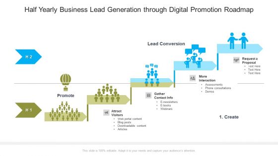 Half Yearly Business Lead Generation Through Digital Promotion Roadmap Elements
