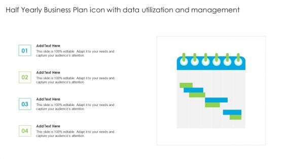 Half Yearly Business Plan Icon With Data Utilization And Management Ppt PowerPoint Presentation Slides Icons PDF