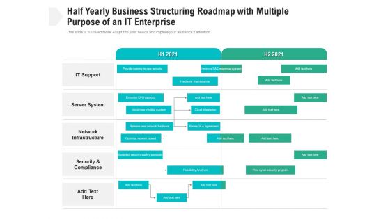 Half Yearly Business Structuring Roadmap With Multiple Purpose Of An It Enterprise Professional