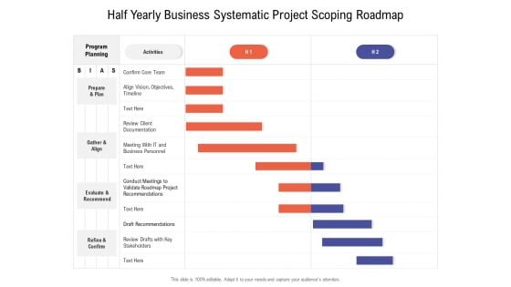 Half Yearly Business Systematic Project Scoping Roadmap Structure