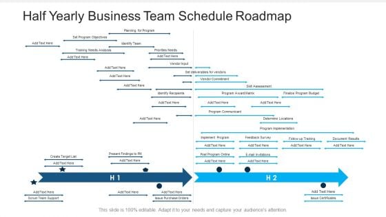 Half Yearly Business Team Schedule Roadmap Sample