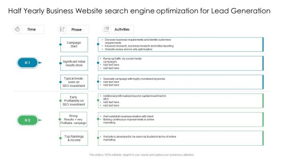 Half Yearly Business Website Search Engine Optimization For Lead Generation Elements