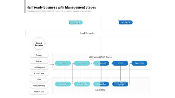 Half Yearly Business With Management Stages Demonstration