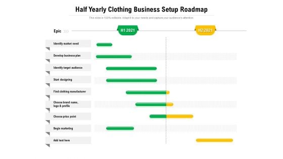 Half Yearly Clothing Business Setup Roadmap Mockup