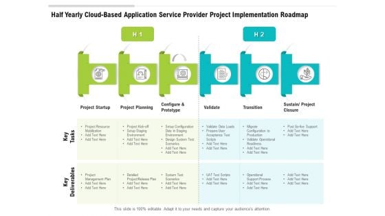 Half Yearly Cloud Based Application Service Provider Project Implementation Roadmap Template